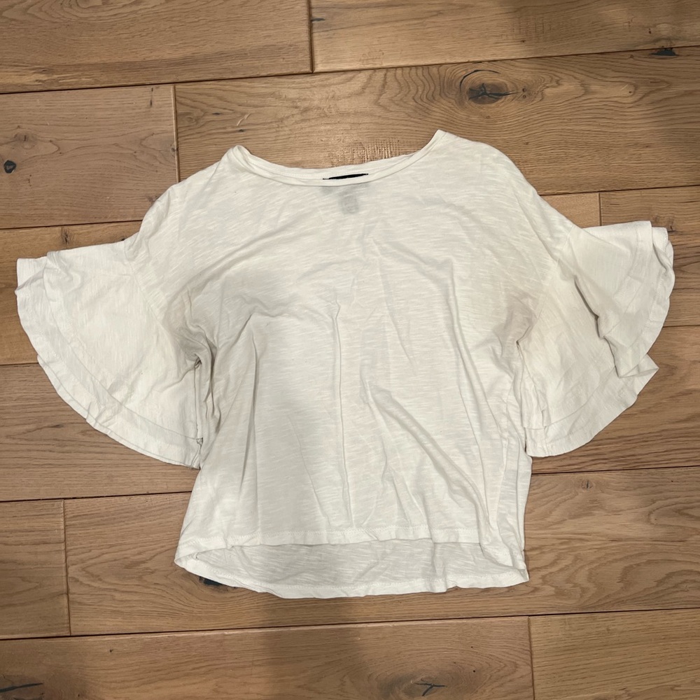 White Flutter Sleeve Top